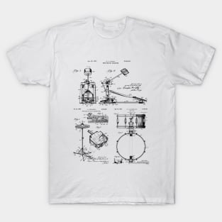 Drummer Gift Idea Vintage Patent Blueprints T-Shirt